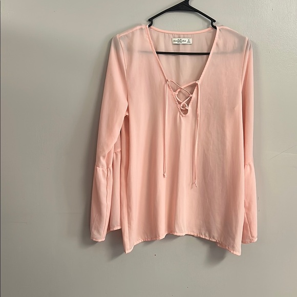 Abercrombie & Fitch Tops - Pink Lace-Up Blouse